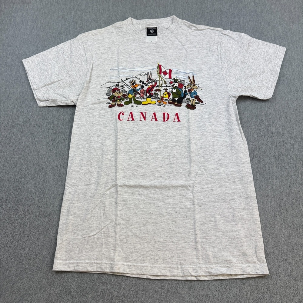 Warner Bros Shirt Mens Medium Gray Looney Tunes Canada Bugs Bunny Made In USA